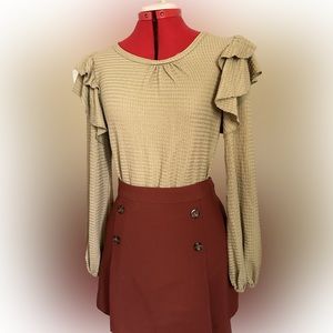 SHEIN beige long sleeve ruffle top